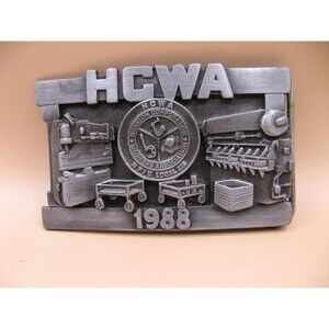 HWCA 1988 Hesston Corporation Fabrication Belt Buckle Siskiyou Oregon Made USA